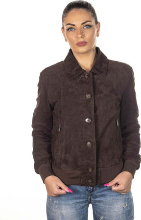 Polo---Bomber-Donna-Testa-di-Moro-in-vera-pelle-camoscio
