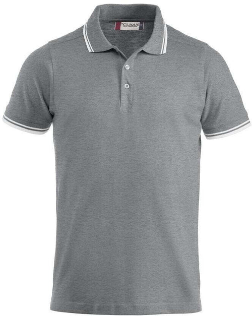 Polo Amarillo Grigio Melange Polo Manica Corta con Profili Bianco