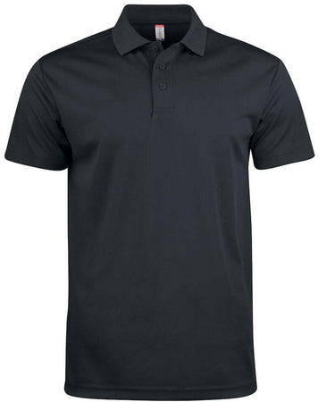 Polo Basic Active Nero Polo Unisex Tessuto Tecnico Tennis Paddle Taglie Forti
