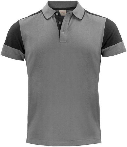 Polo Bicolore Prime Grigio Nero Maglietta Misto Cotone Organico Poliestere Riciclato Ecosostenibile