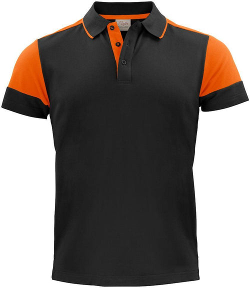 Polo Bicolore Prime Nero Arancio Maglietta Misto Cotone Organico Poliestere Riciclato Ecosostenibile