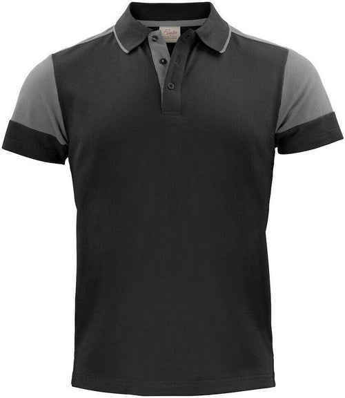 Polo Bicolore Prime Nero Grigio Maglietta Misto Cotone Organico Poliestere Riciclato Ecosostenibile