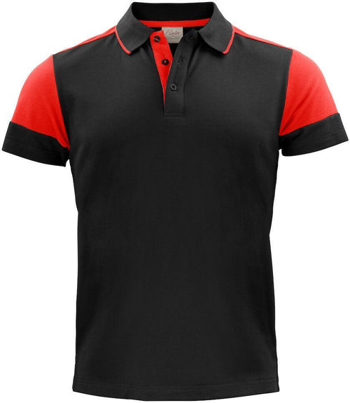 Polo Bicolore Prime Nero Rosso Maglietta Misto Cotone Organico Poliestere Riciclato Ecosostenibile