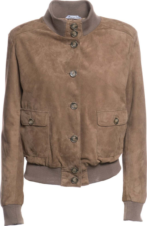 Polo-Bis---Bomber-Donna-Miele-in-vera-pelle-camoscio