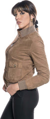 Polo-Bis---Bomber-Donna-Miele-in-vera-pelle-camoscio