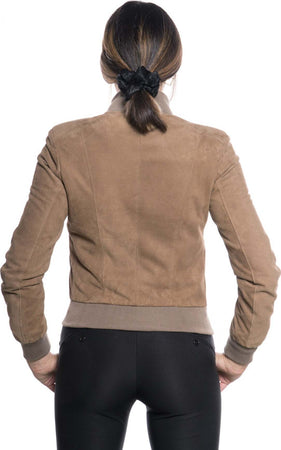 Polo-Bis---Bomber-Donna-Miele-in-vera-pelle-camoscio