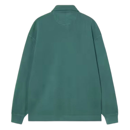 CARHARTT WIP polo carhartt wip pique script sweat - dark fir / white garment dyed da uomo