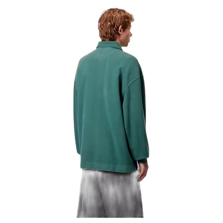 CARHARTT WIP polo carhartt wip pique script sweat - dark fir / white garment dyed da uomo