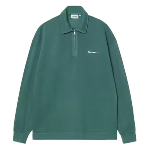 CARHARTT WIP polo carhartt wip pique script sweat - dark fir / white garment dyed da uomo