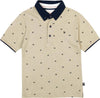 Polo Estiva Bimbo Mezze Maniche Beige e Blu Maglia con Colletto in Cotone Micro Fantasia Maglietta Estate Bottoni Classica polo bambino/ragazzo Piccole Canaglie - Tropea, Commerciovirtuoso.it