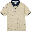 Polo Estiva Bimbo Mezze Maniche Beige e Blu Maglia con Colletto in Cotone Micro Fantasia Maglietta Estate Bottoni Classica polo bambino/ragazzo Piccole Canaglie - Tropea, Commerciovirtuoso.it