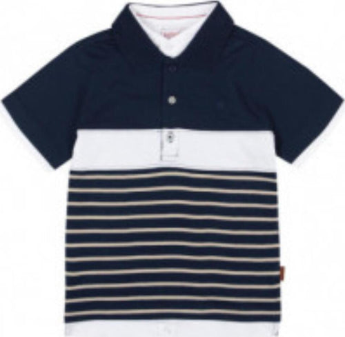 Polo Estiva Bimbo Mezze Maniche Blu e Bianca Maglia con Colletto in Cotone Micro Fantasia Maglietta Estate Bottoni Classica pantaloncino bambino/ragazzo Piccole Canaglie - Tropea, Commerciovirtuoso.it