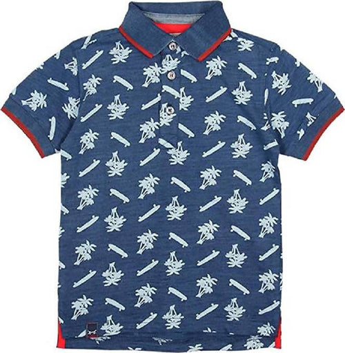 Polo Estiva Bimbo Mezze Maniche Blu Maglia con Colletto 100% Cotone Micro Fantasia Maglietta Estate Bottoni Classica polo bambino/ragazzo Piccole Canaglie - Tropea, Commerciovirtuoso.it