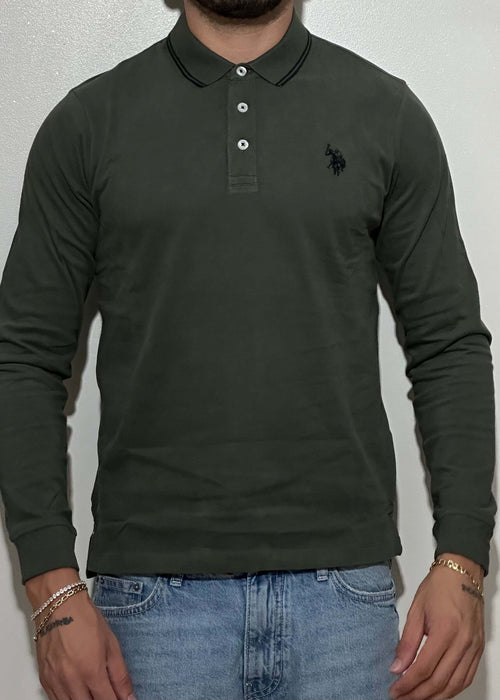 Polo maniche lunghe verde militare Moda/Uomo/Abbigliamento/T-shirt polo e camicie/Polo Kanal 32 - Santa Maria di Licodia, Commerciovirtuoso.it