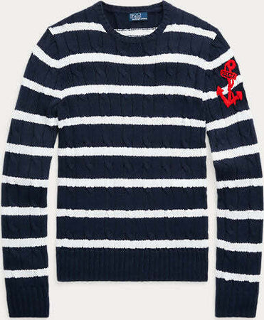 Polo-Ralph-Lauren-Cotton-Anchor-embroidered-Sweater-Maglione-Donna-Girocollo-Ricamato-Con-Ancora