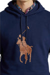 Polo-Ralph-Lauren-Felpa-Uomo-Big-Pony-In-Pelle-Felpa-Blu-Scuro-Maxi-Logo-Con-Cappuccio