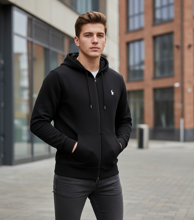 Polo Ralph Lauren Felpa Uomo Cappuccio Zip Logo Pony Ricamato