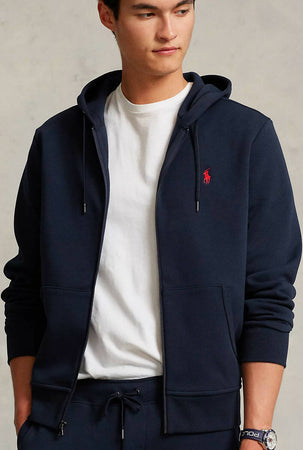 Polo-Ralph-Lauren-Felpa-Uomo-Cappuccio-Zip-Logo-Pony-Ricamato