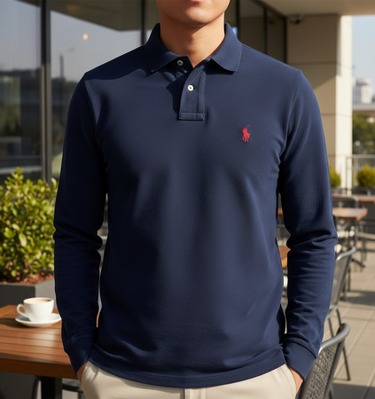 Polo Ralph Lauren Slim Fit Uomo Maniche Lunghe 100% Cotone Logo Pony Ricamato