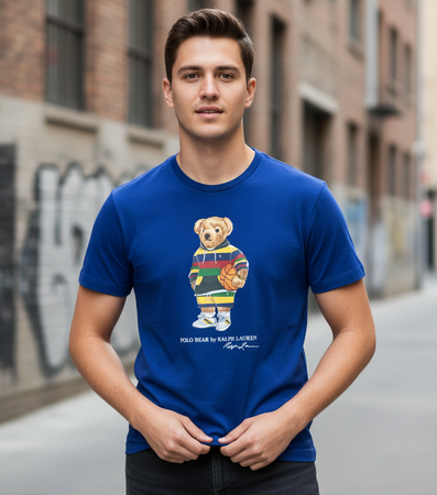 Polo Ralph Lauren T-shirt Uomo Basket Bear Maglia Girocollo Mezze Maniche Orso