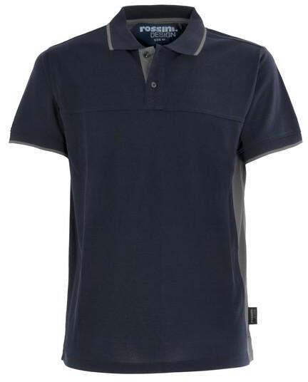 Polo Re-use Re-work Blu Navy Polo da Lavoro Poliestere Riciclato con Inserti Officina Meccanico Magazziniere Elettricista Installatore