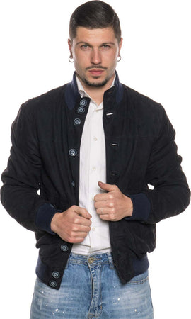 Polo-Uomo---Bomber-Blu-in-vera-pelle-camoscio