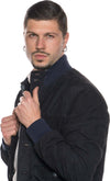 Polo-Uomo---Bomber-Blu-in-vera-pelle-camoscio