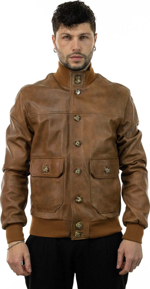 Polo-Uomo---Bomber-Cuoio-in-vera-pelle