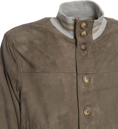 Polo-Uomo---Bomber-Fango-in-vera-pelle-camoscio-SE