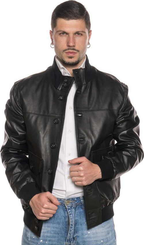 Polo-Uomo---Bomber-Nero-in-vera-pelle
