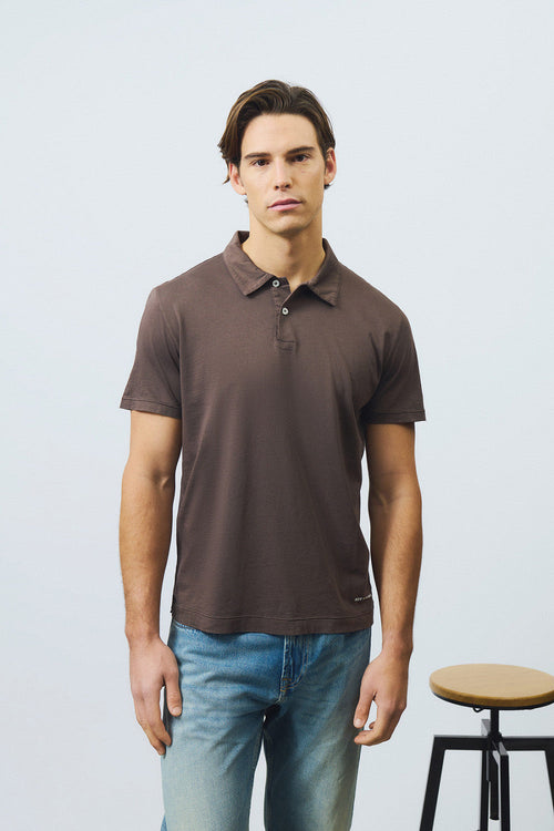Roy Roger's polo uomo Supima jersey marrone regular fit