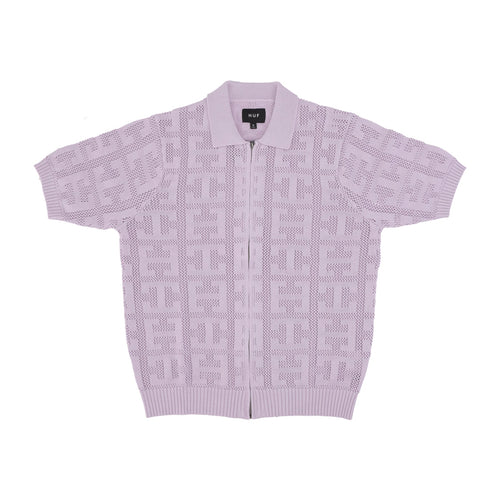 HUF Polo Manica Corta Uomo Monogram Jacquard Zip Sweater Lavender da uomo