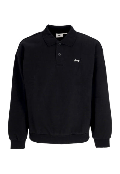 OBEY Polo Manica Lunga Uomo Lowercase Fleece Polo Black da uomo