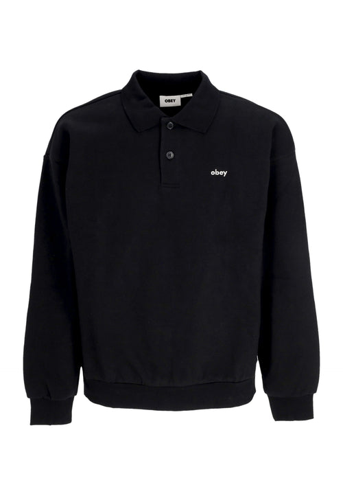 OBEY Polo Manica Lunga Uomo Lowercase Fleece Polo Black da uomo