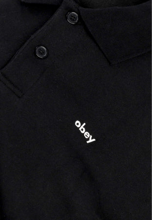 OBEY Polo Manica Lunga Uomo Lowercase Fleece Polo Black da uomo