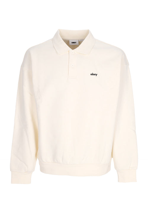 OBEY Polo Manica Lunga Uomo Lowercase Fleece Polo Unbleached da uomo