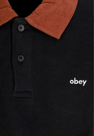OBEY Polo Manica Lunga Uomo Palo Fleece Polo Black da uomo