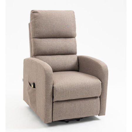 Poltrona alzapersona Lorena un motore in tessuto cappuccino