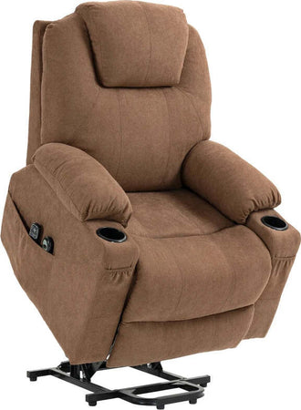 Poltrona-Alzapersona-Massaggiante-a-8-Punti-con-Telecomando,-in-Tessuto-Effetto-Lino,-90x101x107-cm,-Caffè-KU7713-158V90CFKU7