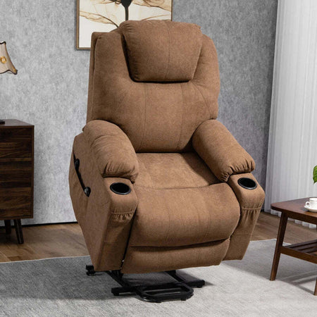Poltrona-Alzapersona-Massaggiante-a-8-Punti-con-Telecomando,-in-Tessuto-Effetto-Lino,-90x101x107-cm,-Caffè-KU7713-158V90CFKU7