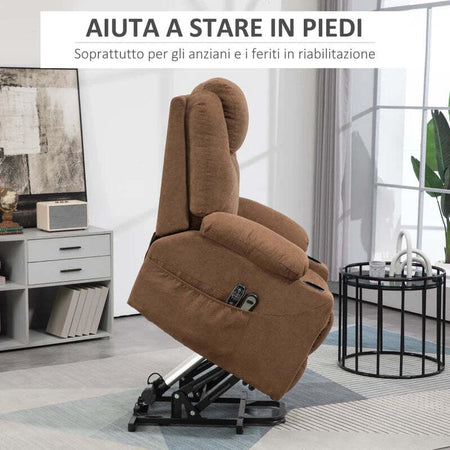 Poltrona-Alzapersona-Massaggiante-a-8-Punti-con-Telecomando,-in-Tessuto-Effetto-Lino,-90x101x107-cm,-Caffè-KU7713-158V90CFKU7