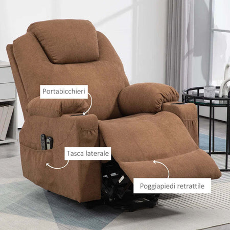 Poltrona-Alzapersona-Massaggiante-a-8-Punti-con-Telecomando,-in-Tessuto-Effetto-Lino,-90x101x107-cm,-Caffè-KU7713-158V90CFKU7