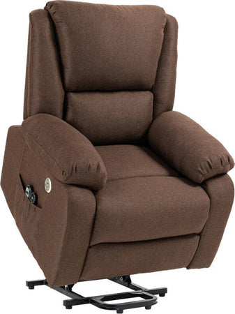 Poltrona-Alzapersona-Reclinabile-con-Poggiapiedi,-in-Tessuto-Effetto-Lino,-87x92x105-cm,-Caffè-OP6713-157V90CFOP6