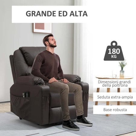 Poltrona-Alzapersona-Reclinabile-fino-a-135°-con-Portabicchieri,-Telecomando-e-Poggiapiedi-88x92x106-cm,-Marrone-GH4713-096BNGH4