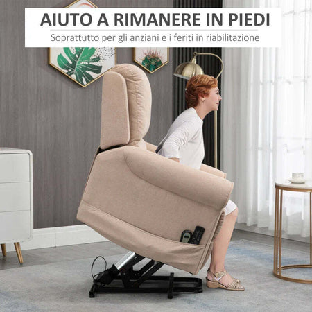 Poltrona-Alzapersona-Reclinabile-fino-a-135°-con-Telecomando,-Poggiapiedi-e-Seduta-Imbottita,-88x92x106-cm,-Marrone-Chiaro-KJ4713-098KJ4