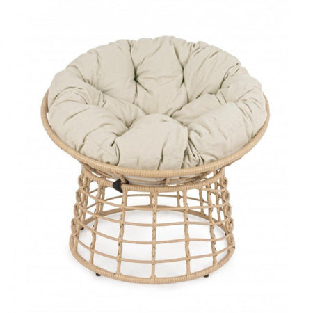 Poltrona a culla "Molly" in rattan con cuscino per giardino e veranda
