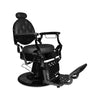 Poltrona da barbiere Ultron reclinabile in ecopelle nero con braccioli e struttura nero