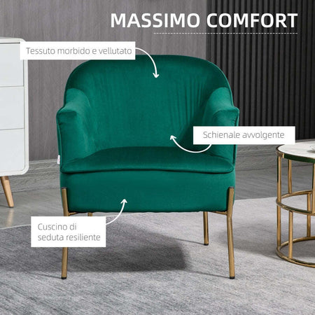 Poltrona-da-Camera-da-Letto-in-Tessuto-Effetto-Velluto-con-Gambe-in-Acciaio,-62x69x75-cm,-Verde-poltroncina-sedia-salotto-soggiorno-ufficio-studio-F839-656V00GNA