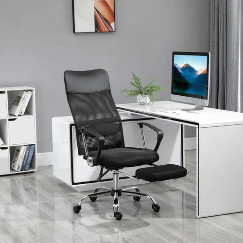 Poltrona-da-Ufficio-Ergonomica,-Altezza-Regolabile,-Reclinabile,-Poggiapiedi-Estraibile,-Supporto-Lombare,-Nero-GH4921-316GH4