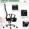 Poltrona-da-Ufficio-Ergonomica,-Altezza-Regolabile,-Reclinabile,-Poggiapiedi-Estraibile,-Supporto-Lombare,-Nero-GH4921-316GH4
